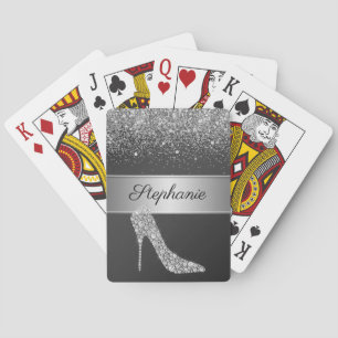 Jeu De Cartes Chic Silver Parties scintillant Diamond Haut talon