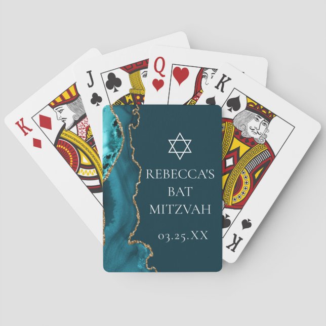 Jeu De Cartes Chic Turquoise Gold Agate Bar Mitzvah Party (dos)