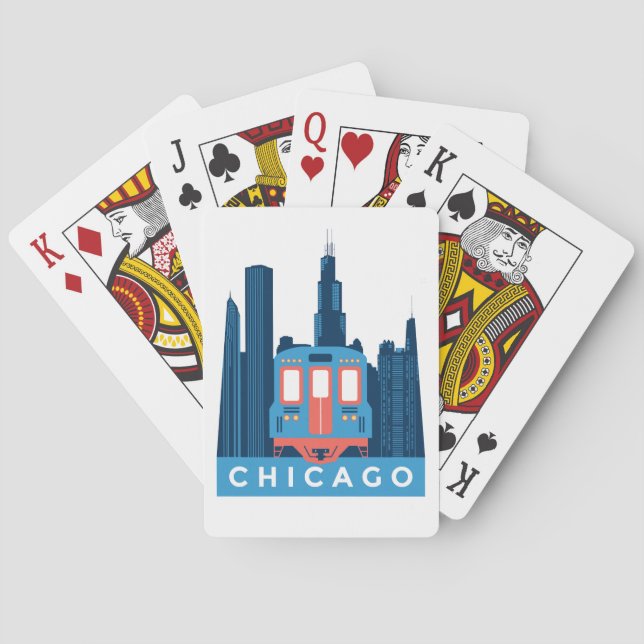 Jeu De Cartes Chicago Skyline Vintage Travel  (dos)