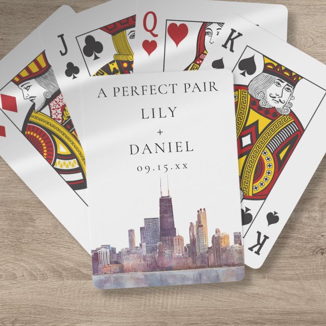 Jeu De Cartes Chicago Wedding Perfect Pair Favor (Chicago Wedding Perfect Pair Favor Poker Cards)