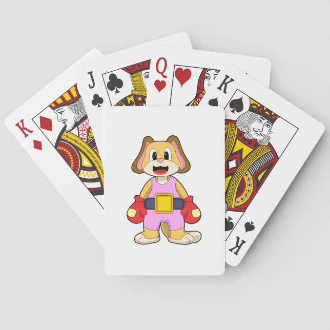 Jeu De Cartes Chien à la boxe avec gants de boxe (dos)
