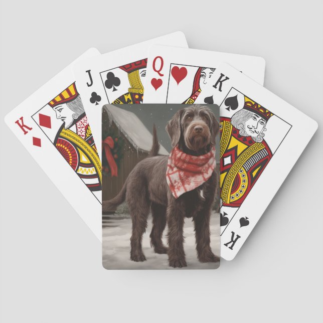 Jeu De Cartes Chien à pointes à poils durs à Noël de neige (dos)