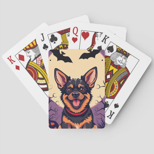 Jeu De Cartes Chien adorable dans une scène d'Halloween (dos)