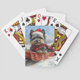 Jeu De Cartes Chien Affenpinscher en traîneau Laissez la neige N