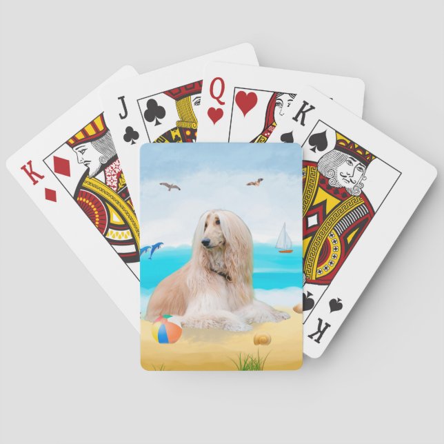 Jeu De Cartes Chien Afghan Hound sur la Plage (dos)