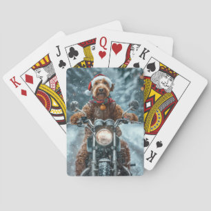 Jeu De Cartes Chien Airedale à Vélo Moto Noël