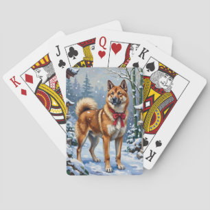 Jeu De Cartes Chien Akita Hiver Japonais Noël Serein