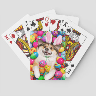 Jeu De Cartes Chien allongé sur des œufs de Pâques