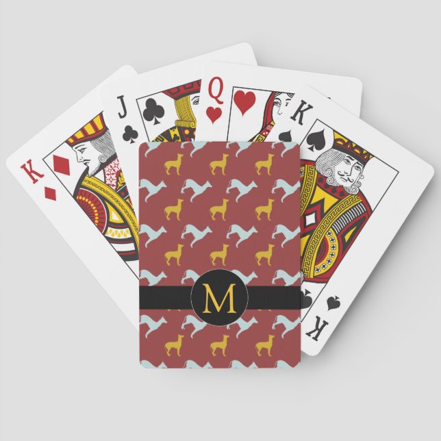 Jeu De Cartes Chien Année 2018 Zodiac Anniversaire Monogramme Pe (dos)