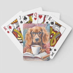 Jeu De Cartes Chien avec une coupe de chocolat chaud