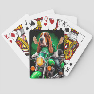 Jeu De Cartes Chien Basset Hound conduisant un vélo pour la Sain