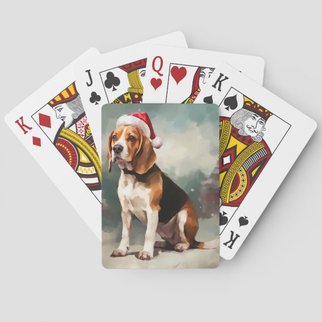 Jeu De Cartes Chien beagle à Noël de neige (dos)