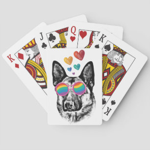 Jeu De Cartes Chien berger allemand avec coeur Saint-Valentin