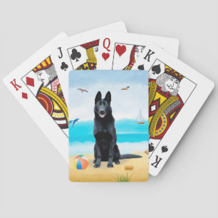 Jeu De Cartes Chien berger allemand noir sur la plage
