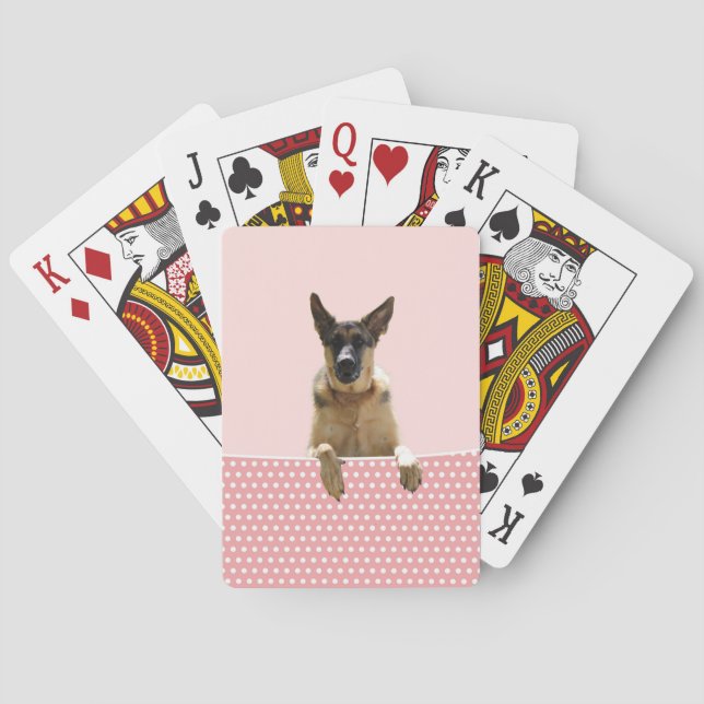 Jeu De Cartes Chien berger allemand Pois roses (dos)