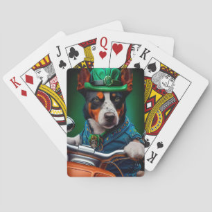 Jeu De Cartes Chien Blue Heeler conduisant un vélo pour la Saint