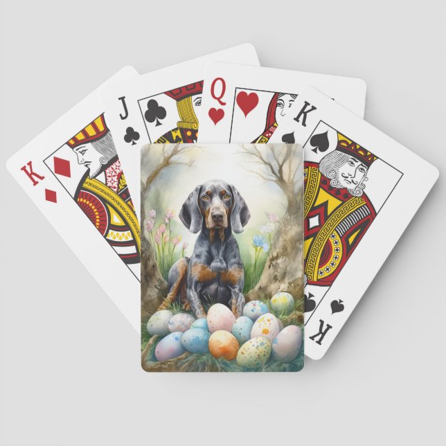 Jeu De Cartes Chien Bluetick Coonhound avec Vacances de Œufs de  (dos)
