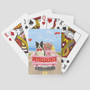 Jeu De Cartes Chien Border Collie Saint-Valentin Camion Cœurs 