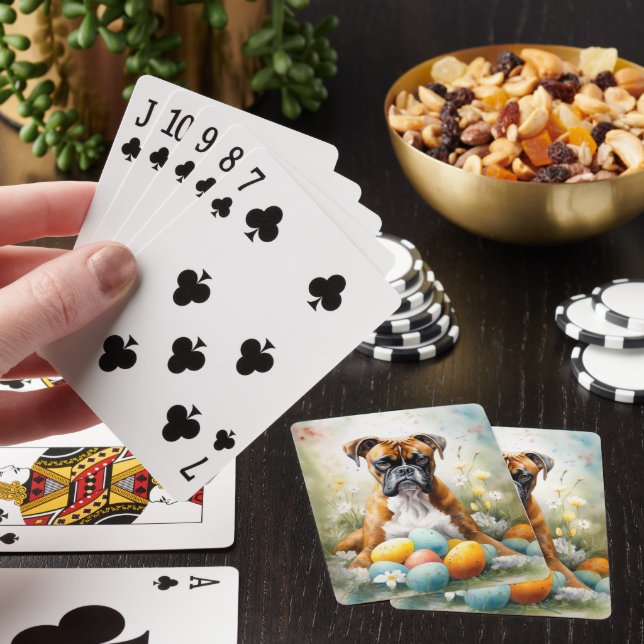 Jeu De Cartes Chien Boxer avec Vacances d'Œufs de Pâques (In Situ)