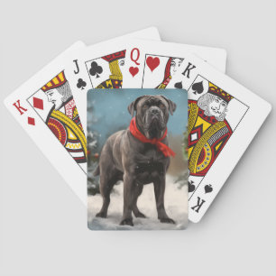 Jeu De Cartes Chien Cane Corso dans la neige de Noël