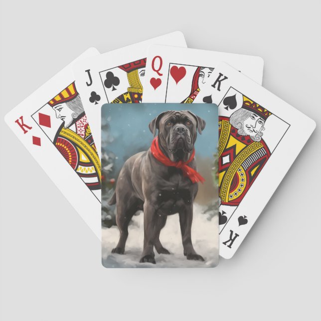 Jeu De Cartes Chien Cane Corso dans la neige de Noël (dos)