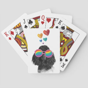 Jeu De Cartes Chien Caniche avec la Saint-Valentin coeurs