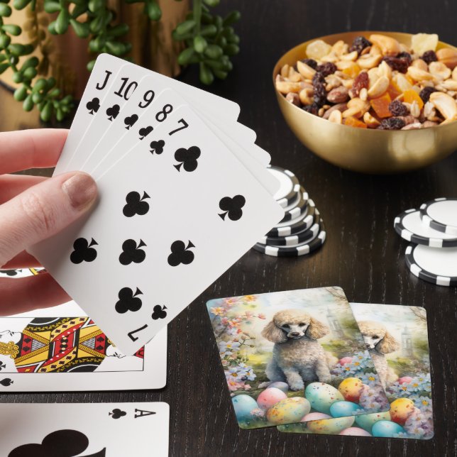 Jeu De Cartes Chien Caniche avec Vacances d'Œufs de Pâques (In Situ)