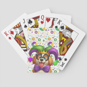 Jeu De Cartes Chien chiot mignon Mardi Gras en casquette jester