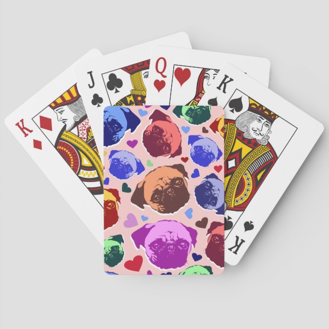 Jeu De Cartes Chien chiot Pug Style PopArt Rétro (dos)