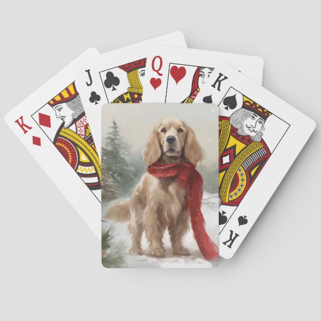 Jeu De Cartes Chien Cocker Spaniel dans la neige Noël (dos)