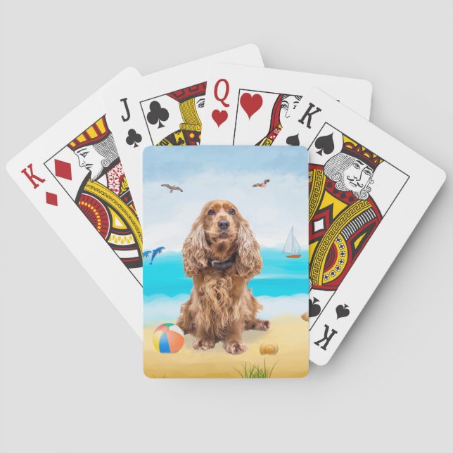 Jeu De Cartes Chien Cocker Spaniel sur la Plage (dos)