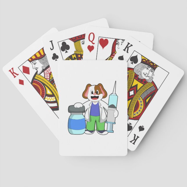 Jeu De Cartes Chien comme docteur avec seringue (dos)