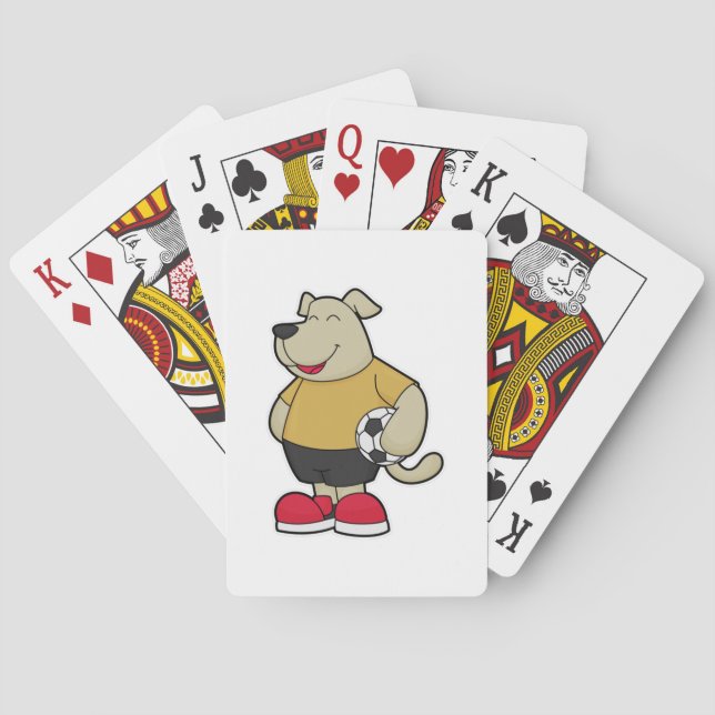 Jeu De Cartes Chien comme joueur de football avec balle de footb (dos)