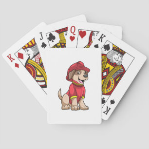 Jeu De Cartes Chien comme pompier avec casque d'incendie
