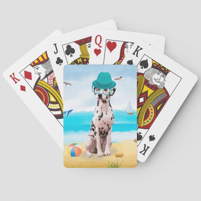 Jeu De Cartes Chien Dalmation sur la plage (dos)