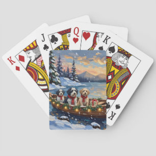 Jeu De Cartes Chien de berger anglais ancien Noël Bateau Fêtes