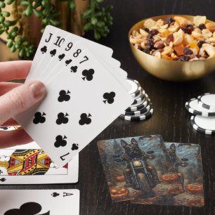 Jeu De Cartes Chien de berger belge à moto Halloween effrayant