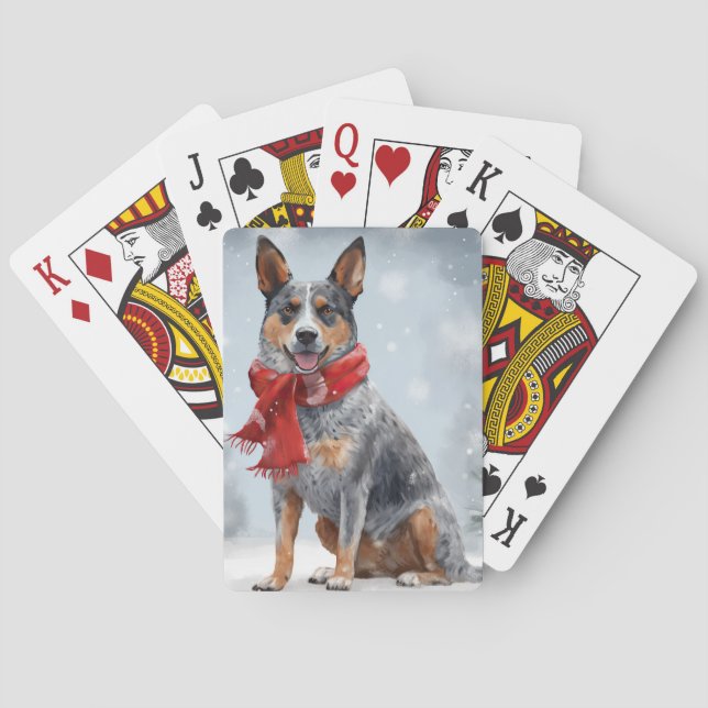 Jeu De Cartes Chien de bétail australien à Noël de neige (dos)