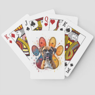 Jeu De Cartes Chien De Boxe En Empreinte D'Aquarelle
