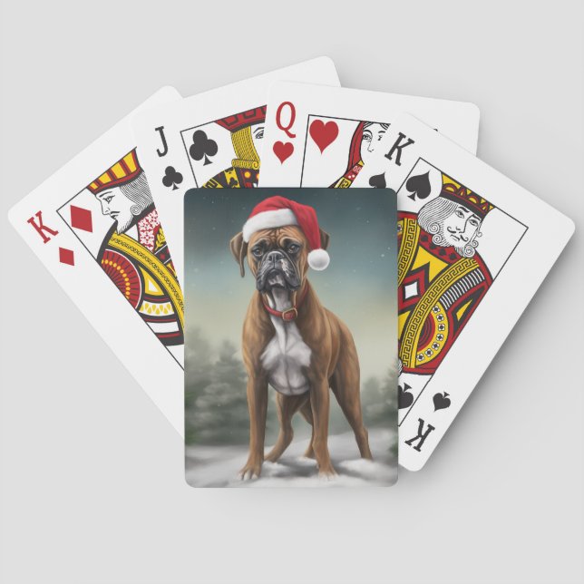 Jeu De Cartes Chien de boxe en Noël de neige (dos)