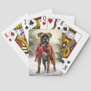 Jeu De Cartes Chien de boxe en Noël de neige