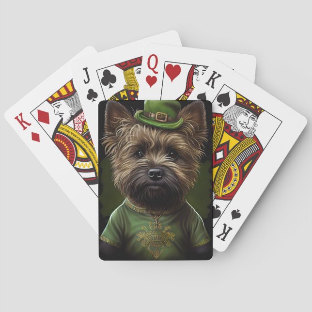 Jeu De Cartes Chien de Cairn Terrier en Robe de la Saint Patrick (dos)