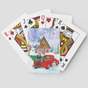 Jeu De Cartes Chien de caniche en livraison de Noël Camion Neige