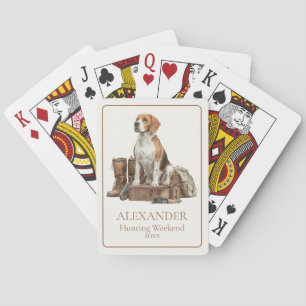 Jeu De Cartes Chien de chasse à l'aquarelle de style vintage