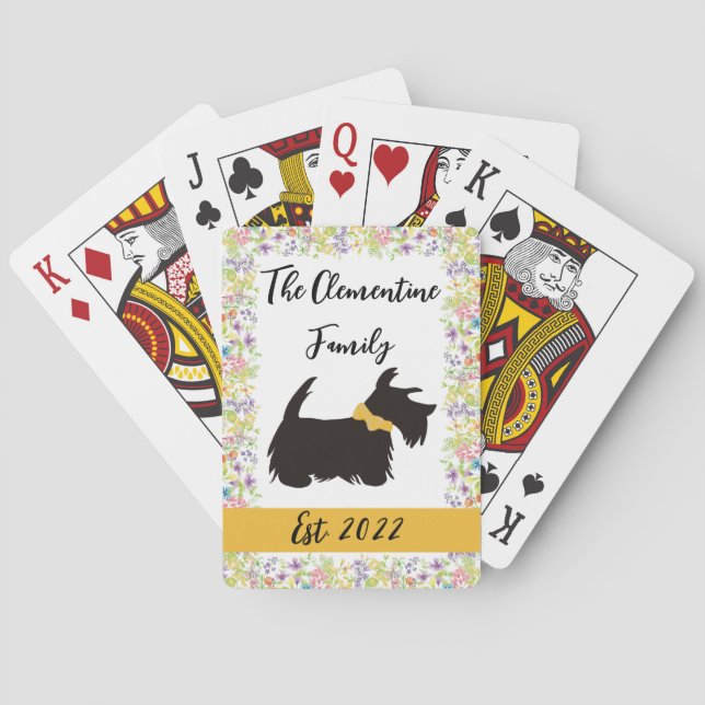 Jeu De Cartes Chien de famille Scottie personnalisé jouant aux c (dos)