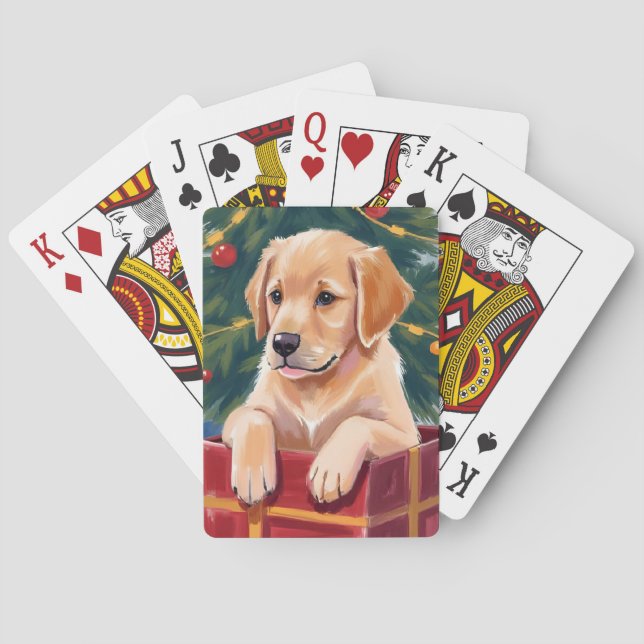 Jeu De Cartes Chien de Noël Retriever doré Cadeau (dos)