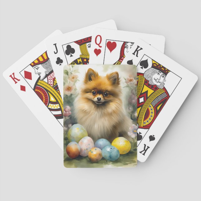 Jeu De Cartes Chien de Poméranie avec oeufs de Pâques vacances (dos)