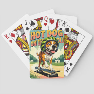 Jeu De Cartes Chien de skateboard été drôle rétro plage