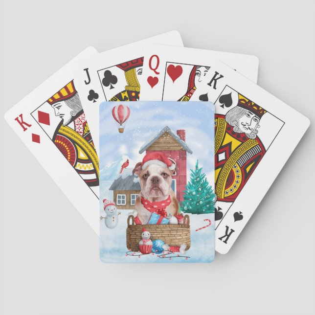 Jeu De Cartes Chien de taureau anglais dans la neige Maison de C (dos)