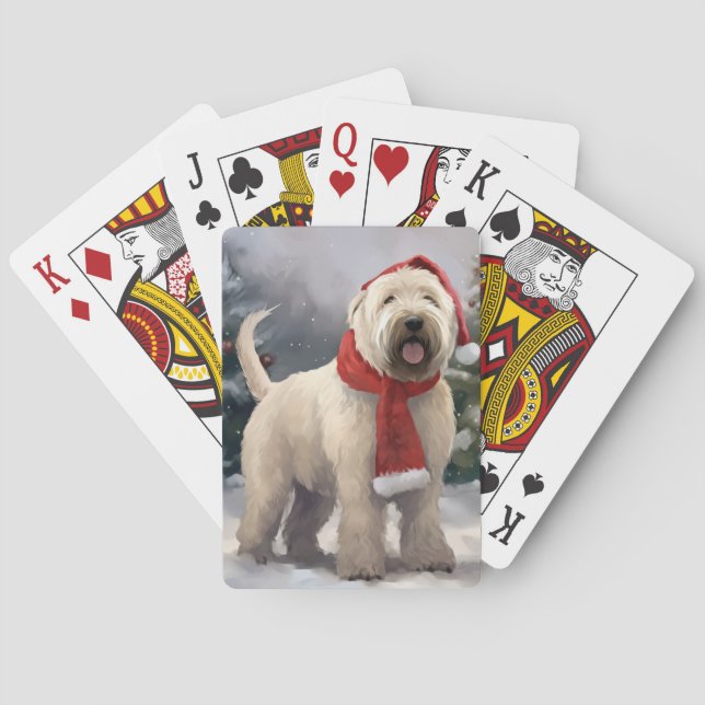 Jeu De Cartes Chien de Terrier rouillé en Noël de neige (dos)